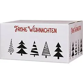 Versandkartons, mit Motiv ?Tannenbaumallee?, bis 30 kg, Aussenmasse 406 x 306 x 210 mm, Feinwellpappe, weiss-braun, 20 Stück