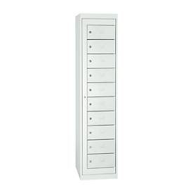 Wäscheschrank, abschliessbar, mit 10 Fächern, Höhe 1800 mm, lichtgrau/lichtgrau