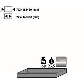Wannenboden Standard für asecos Sicherheitsschränke der Q30, Q90 und S90 Serie, Edelstahl 1.4301, B 742 x T 507 x H 83 mm, 22 l, bis 150 kg