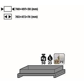 Wannenboden Standard für asecos Sicherheitsschränke der Q30, Q90 und S90 Serie, Polypropylen, grau, B 749 x T 505 x H 107 mm, 22 l, bis 50 kg