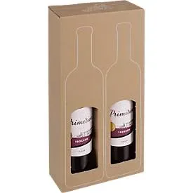 Weinkarton ColomPac SAWP, für 2 Flaschen, L 182 x B 93 x H 374 mm, Wellpappe, kraft-braun, 10 Stück