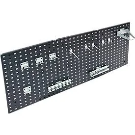 Werkzeughalter Set ADB, 12-teilig, für Lochwände mit 4-Kantlochung 10 x 10 mm & Lochabstand 38 mm, Stahl pulverbeschichtet, weissaluminium RAL 9006