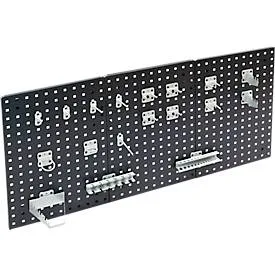 Werkzeughalter Set ADB, 18-teilig, für Lochwände mit 4-Kantlochung 10 x 10 mm & Lochabstand 38 mm, Stahl pulverbeschichtet, weissaluminium RAL 9006