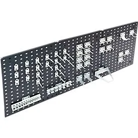Werkzeughalter Set ADB, 40-teilig, für Lochwände mit 4-Kantlochung 10 x 10 mm & Lochabstand 38 mm, Stahl pulverbeschichtet, weissaluminium RAL 9006