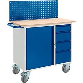 Werkbank mit Schrank, 4 Schublade und Multiwand/Lochmodulplatte