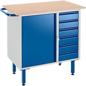 Werkbank mit Schrank, 6 Schubladen und Stellfüssen