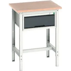 Werkbank Bott verso, Multiplex-Platte, 1 Schublade, mit Querstrebenset, B 700 x T 600 x H 780 - 930 mm, RAL 7035 Lichtgrau / Anthrazitgrau