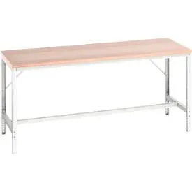 Werkbank Bott verso, Multiplex-Platte, mit Querstrebenset, B 700 x T 600x H 780 - 930 mm, RAL 7035 Lichtgrau
