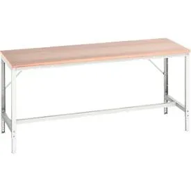 Werkbank Bott verso, Multiplex-Platte, mit Querstrebenset, B 2000 x T 800 x H 780 - 930 mm, RAL 7035 Lichtgrau