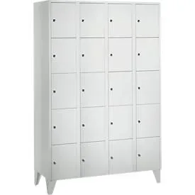 Wertfachschrank 300 mm, 4 Abteile, 20 Fächer, Sicherheitszylinderschloss, Fuss, lichtgrau
