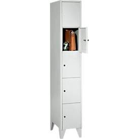 Wertfachschrank, mit Stollenfüsse, Fächeranzahl 5, Fachbreite 300 mm, Sicherheitszylinderschloss, lichtgrau