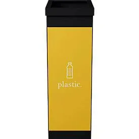 Wertstoffsammler Paperflow, Volumen 60 l, für Kunststoff, erweiterbar, L 363 x B 263 x H 760 mm, Polystyrol, gelb-schwarz