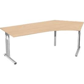 Winkelschreibtisch 135° ALICANTE, C-Fuss, Ansatz rechts, B 2166 x T 800 x H 680-820 mm, Buche-Dekor