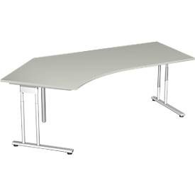 Winkelschreibtisch 135° PALENQUE, C-Fuss, Winkel links, B 2165 x T 800/1130 x H 720 mm, lichtgrau
