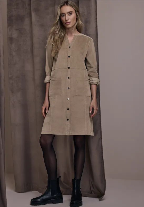 Cordkleid in Unifarbe