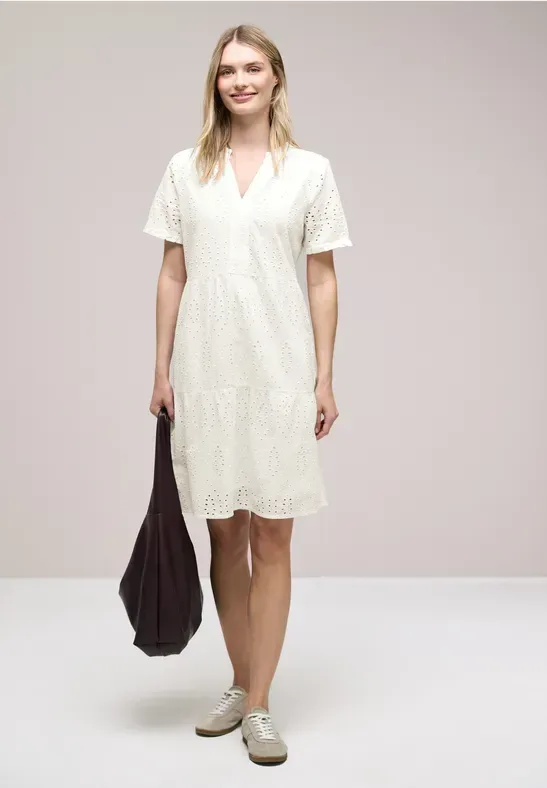 Knielanges Kleid mit Shiffleymuster