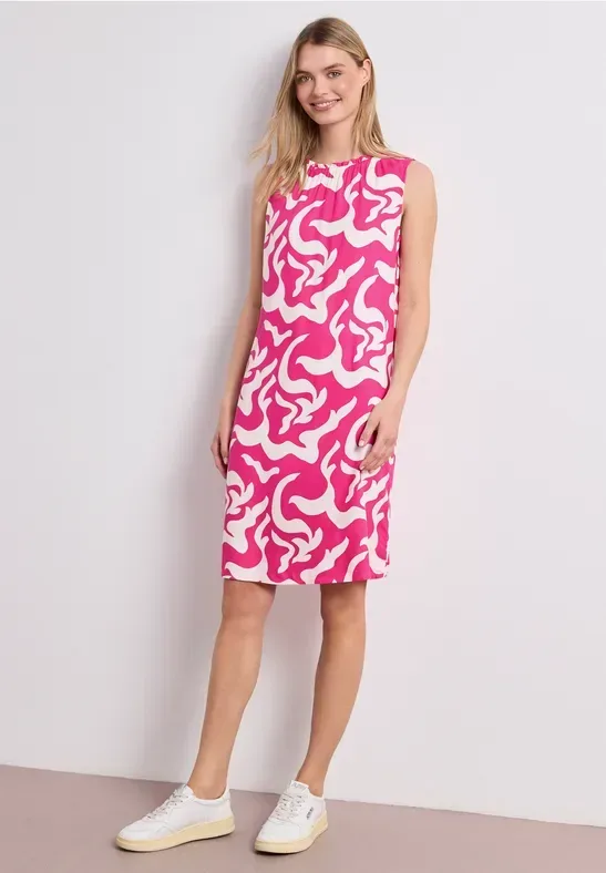 Knielanges Kleid mit Rundhals und Print