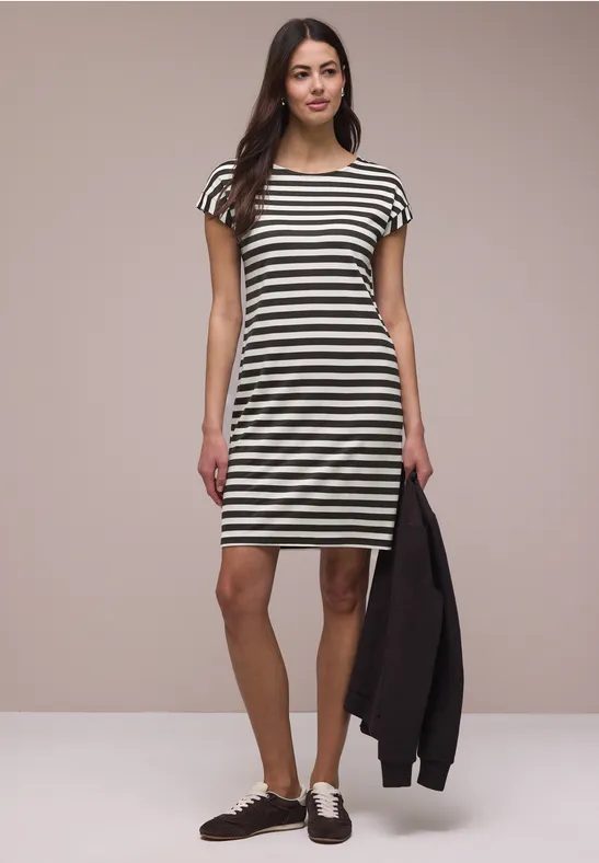 Knielanges Kleid aus Jersey mit Streifen