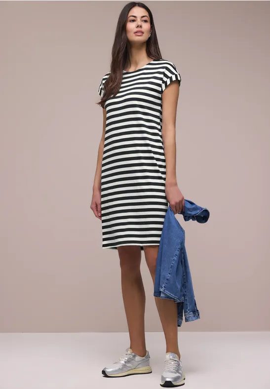 Knielanges Kleid aus Jersey mit Streifen