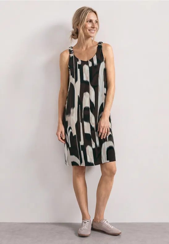 Knielanges Kleid mit gerafften Trägern