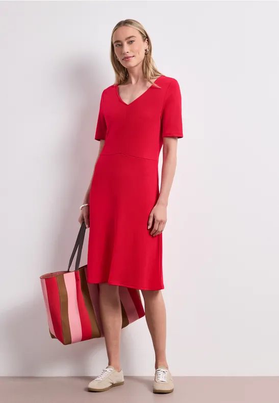 Knielanges Kleid aus Jersey mit Kurzarm