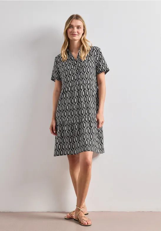 Knielanges Kleid mit Kurzarm und Print