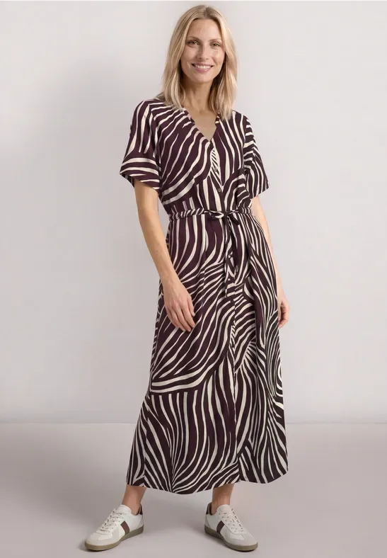 STREET ONE Druckkleid Ohne Taschen Sommerkleid mit V-Neck und Allover-Print