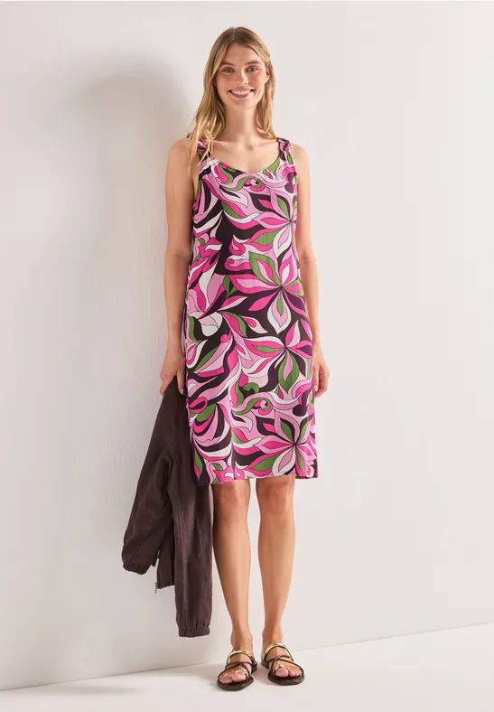 Knielanges Kleid mit gerafften Trägern