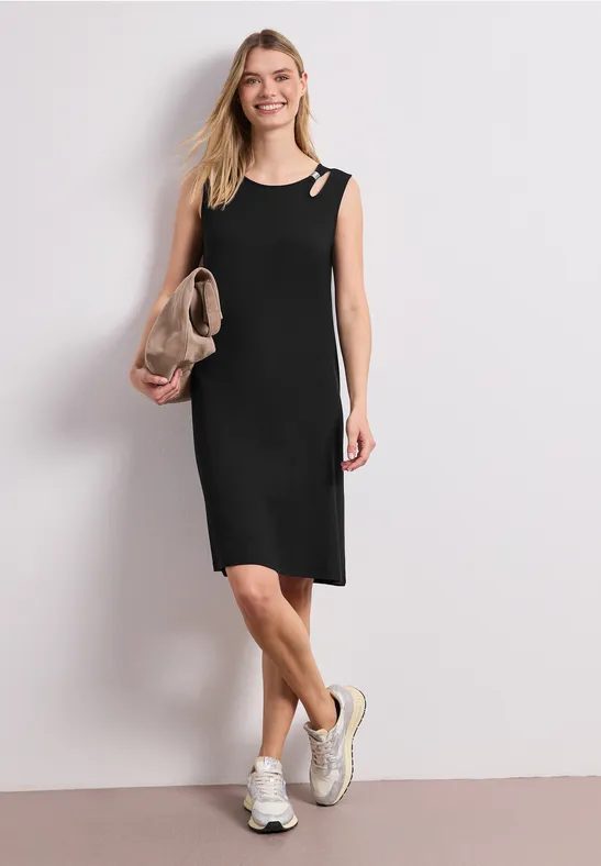 Knielanges Kleid mit Schnallendetail