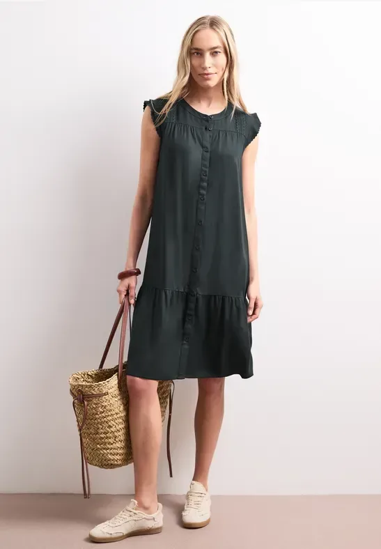 Knielanges Kleid mit Knopfleiste