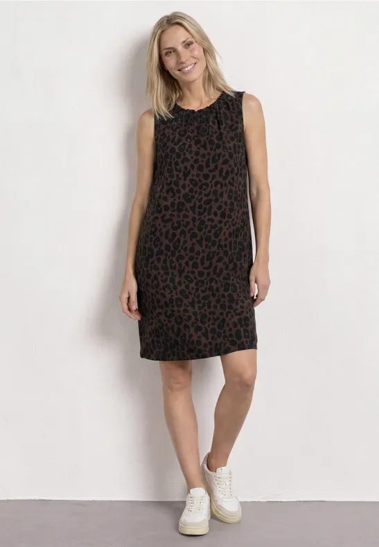 Knielanges Kleid mit Rundhalsausschnitt