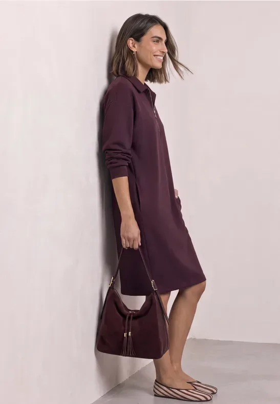 Knielanges Sweatkleid mit Zipperdetail