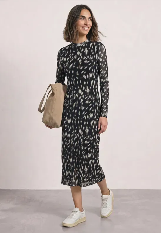 Midikleid mit Boat Neck und Print