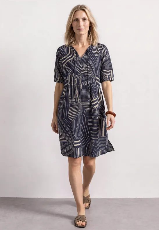 Knielanges Kleid mit Bänderdetail