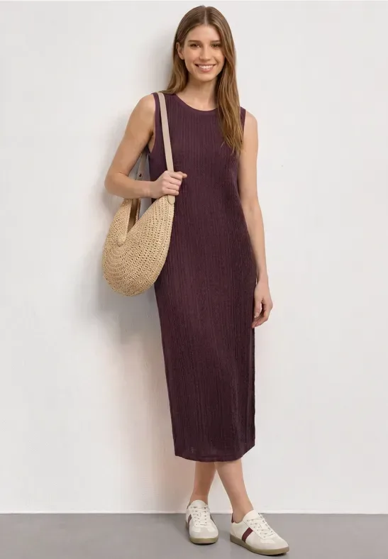 STREET ONE Midikleid Ohne Taschen Sommerkleid mit Spitze und Rundhals