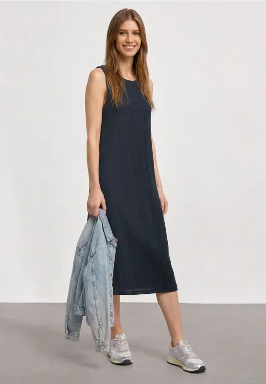 STREET ONE Midikleid Ohne Taschen Sommerkleid mit Spitze und Rundhals