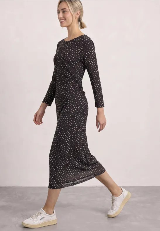 Midikleid mit seitlicher Raffung