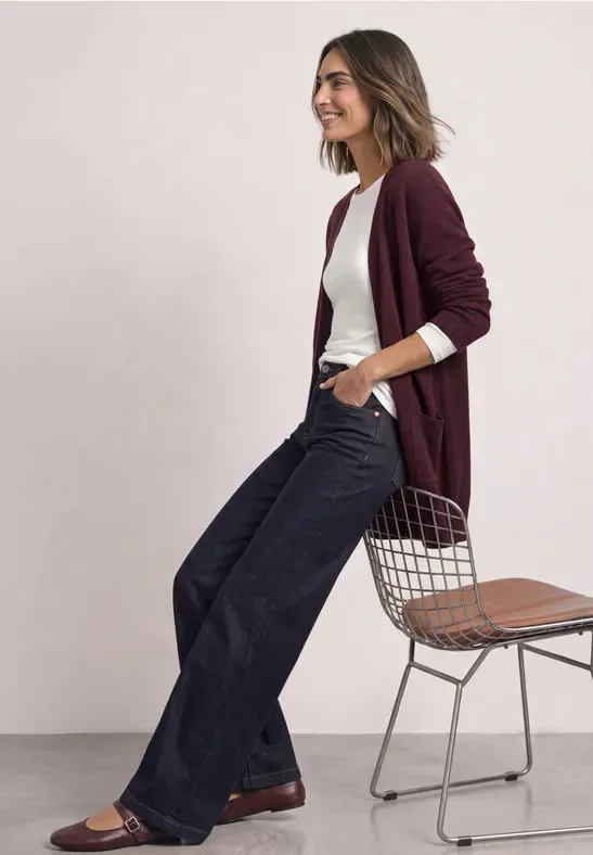 Langarm Cardigan mit aufgesetzten Taschen