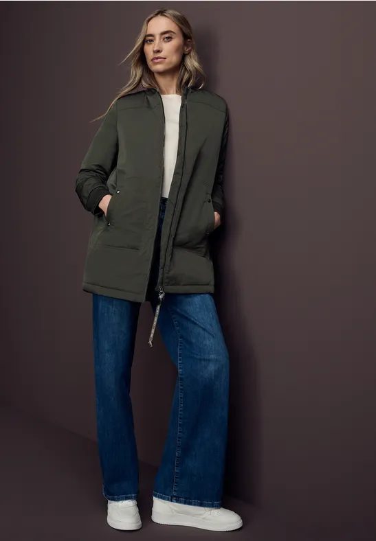 Langer Blouson mit Kapuze