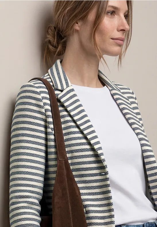 Basic Blazer mit Knöpfen und Streifen