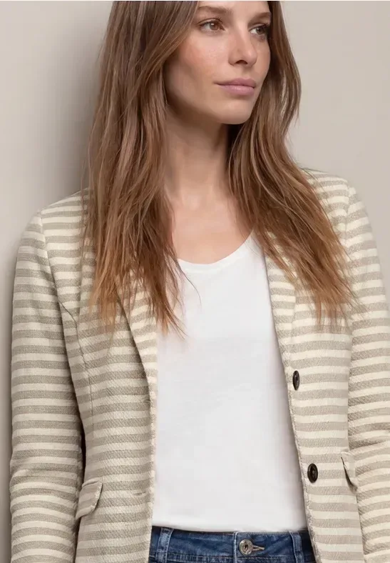 Basic Blazer mit Knöpfen und Streifen