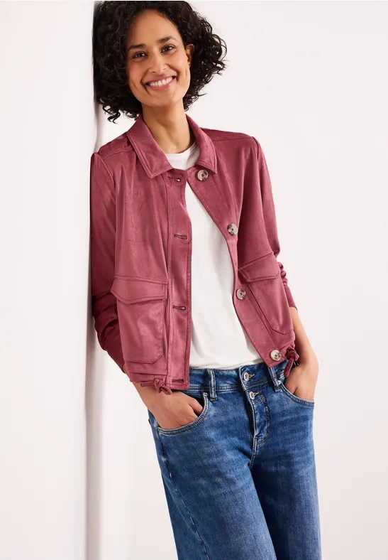 Jacke aus Velours mit Knopfleiste