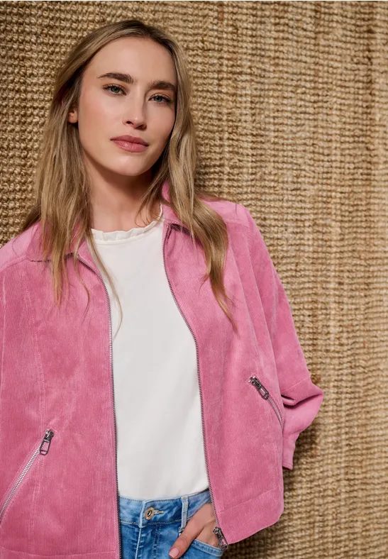 3/4 Arm Cordjacke mit Hemdkragen