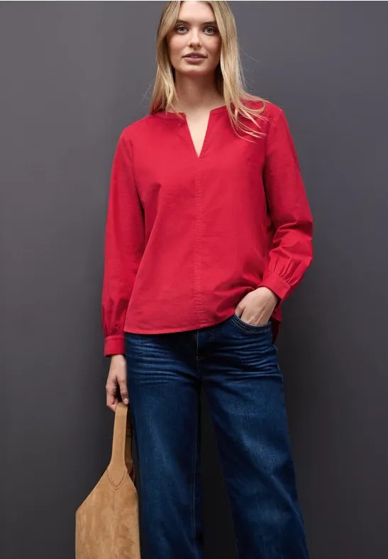 Cordbluse in Unifarbe