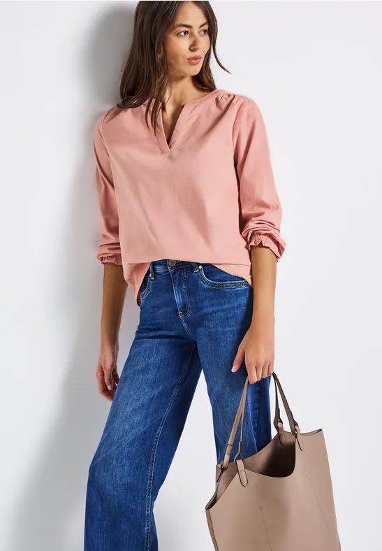 Cordbluse mit Rüschendetails