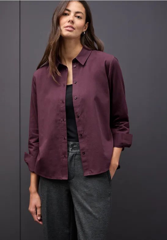 Hemdbluse in Unifarbe
