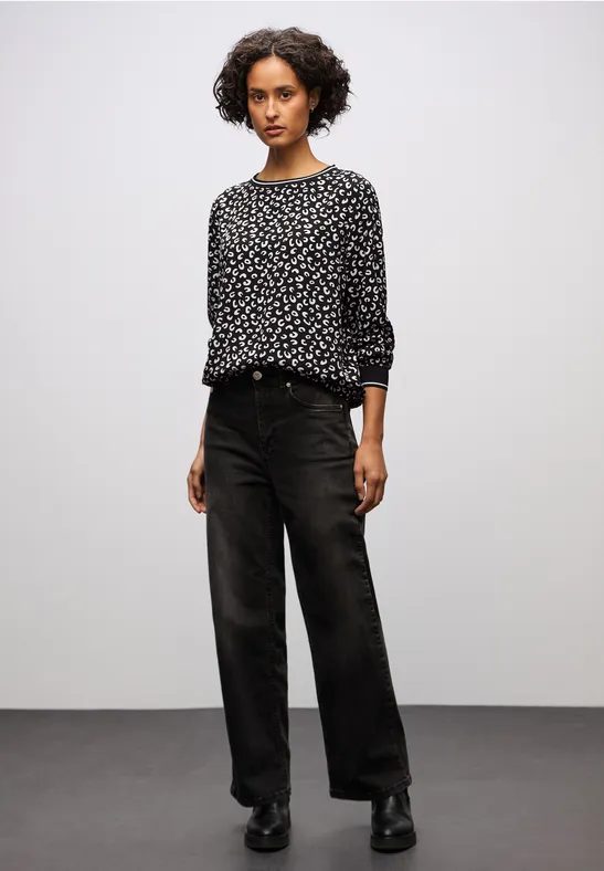Print Bluse mit Tape Details