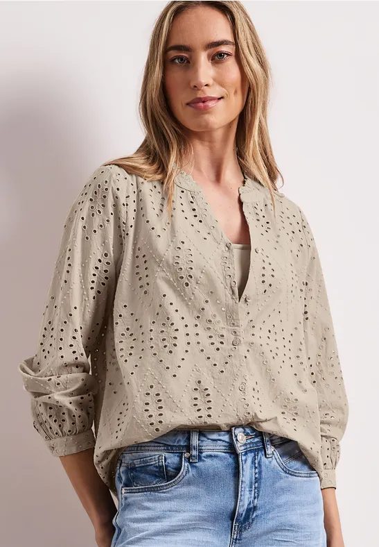 Bluse mit Split Neck und Shiffley