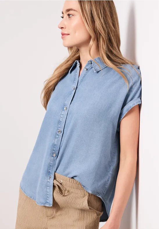 Dropped Shoulder Hemdbluse im Denim