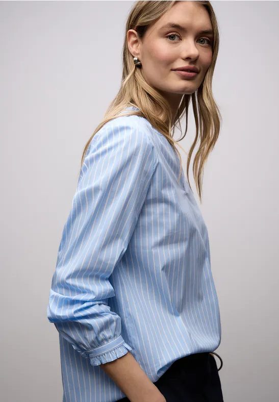 Streifen Bluse mit Rüschen